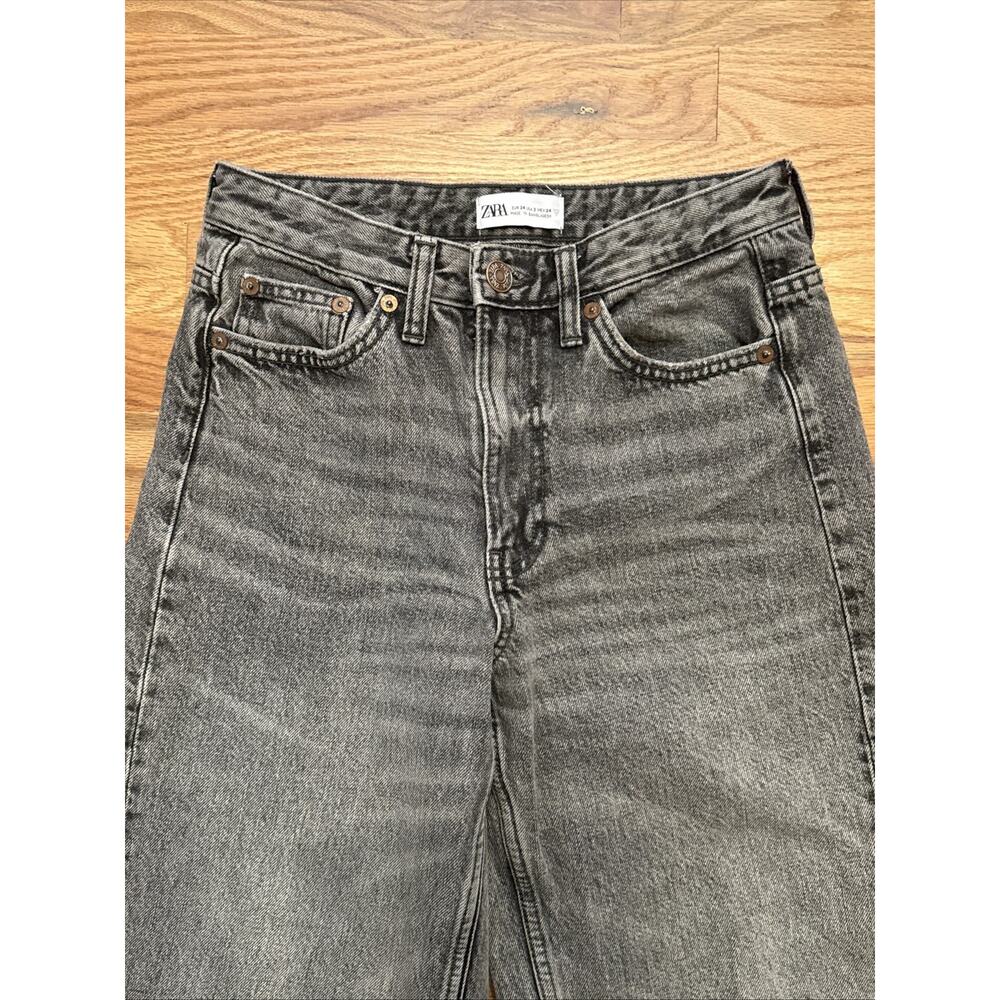 Zara Woman’s High Waist Barrel Relaxed Wide Leg Jeans In Mid Gray Wash Sz 2 - Picture 3 of 7